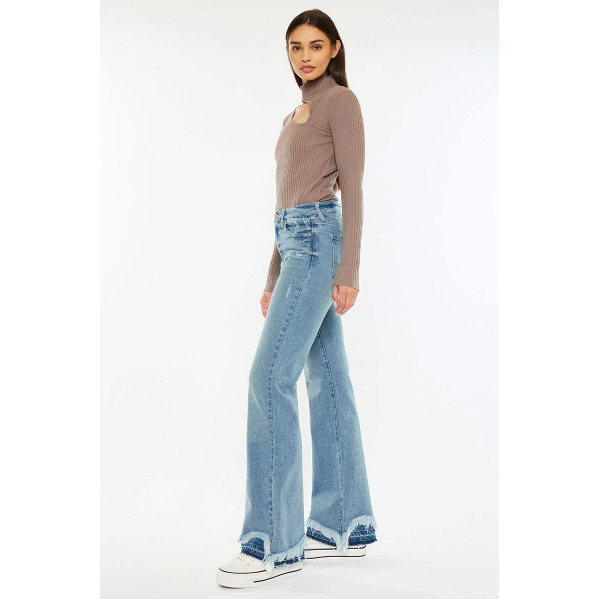 Hem Patch Flare Denim