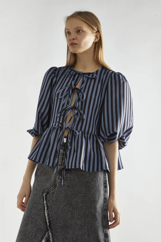 Azure Tie Front Top