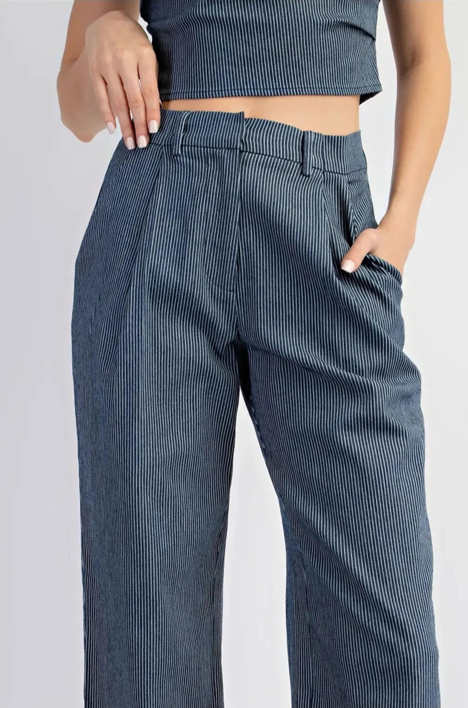 Stripe Wide Leg Denim