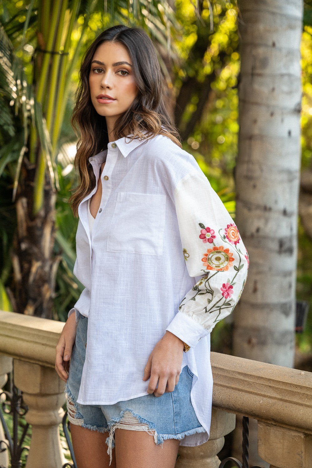 Corolla Embroidered Button Up