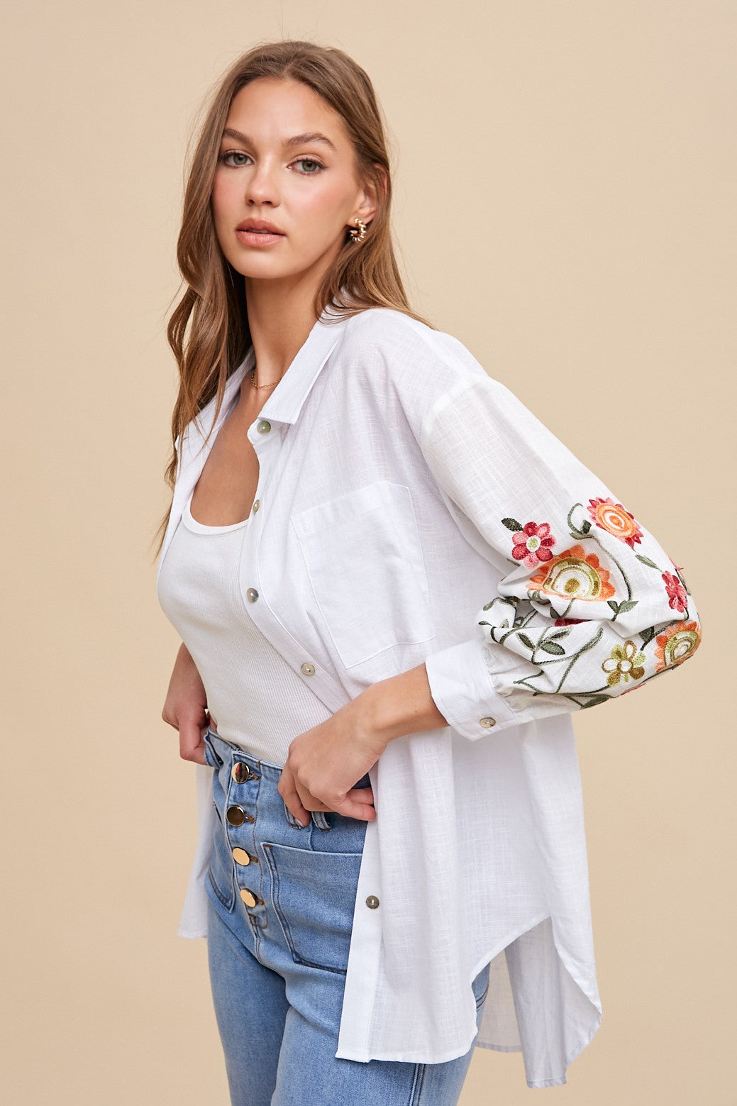 Corolla Embroidered Button Up