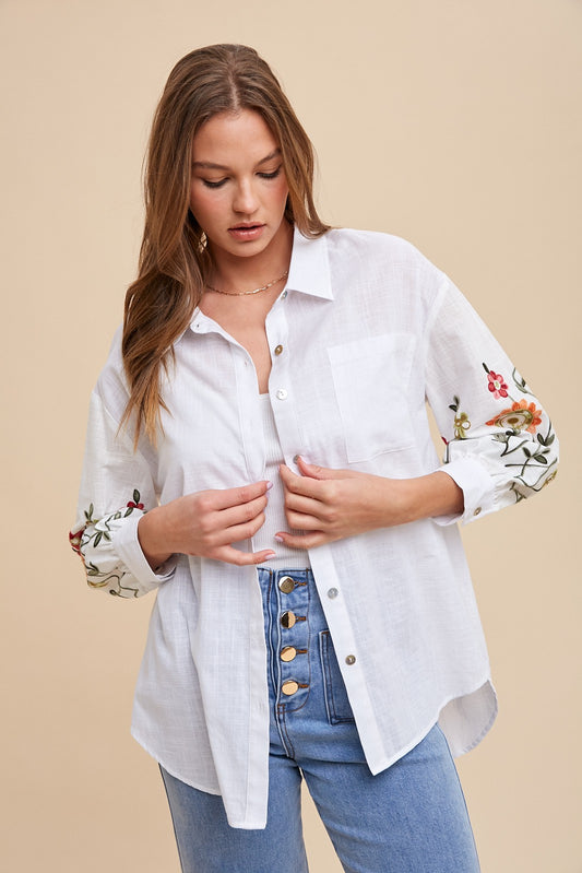 Corolla Embroidered Button Up