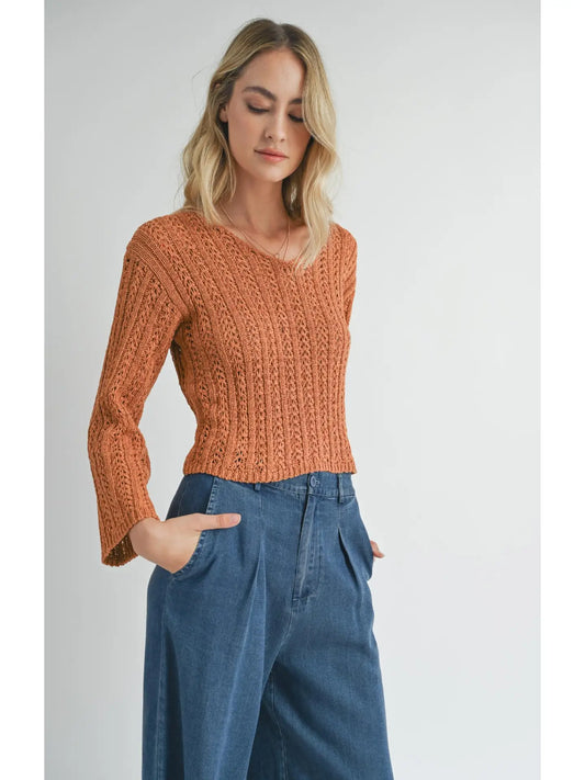 Pumpkin Pointelle Knit