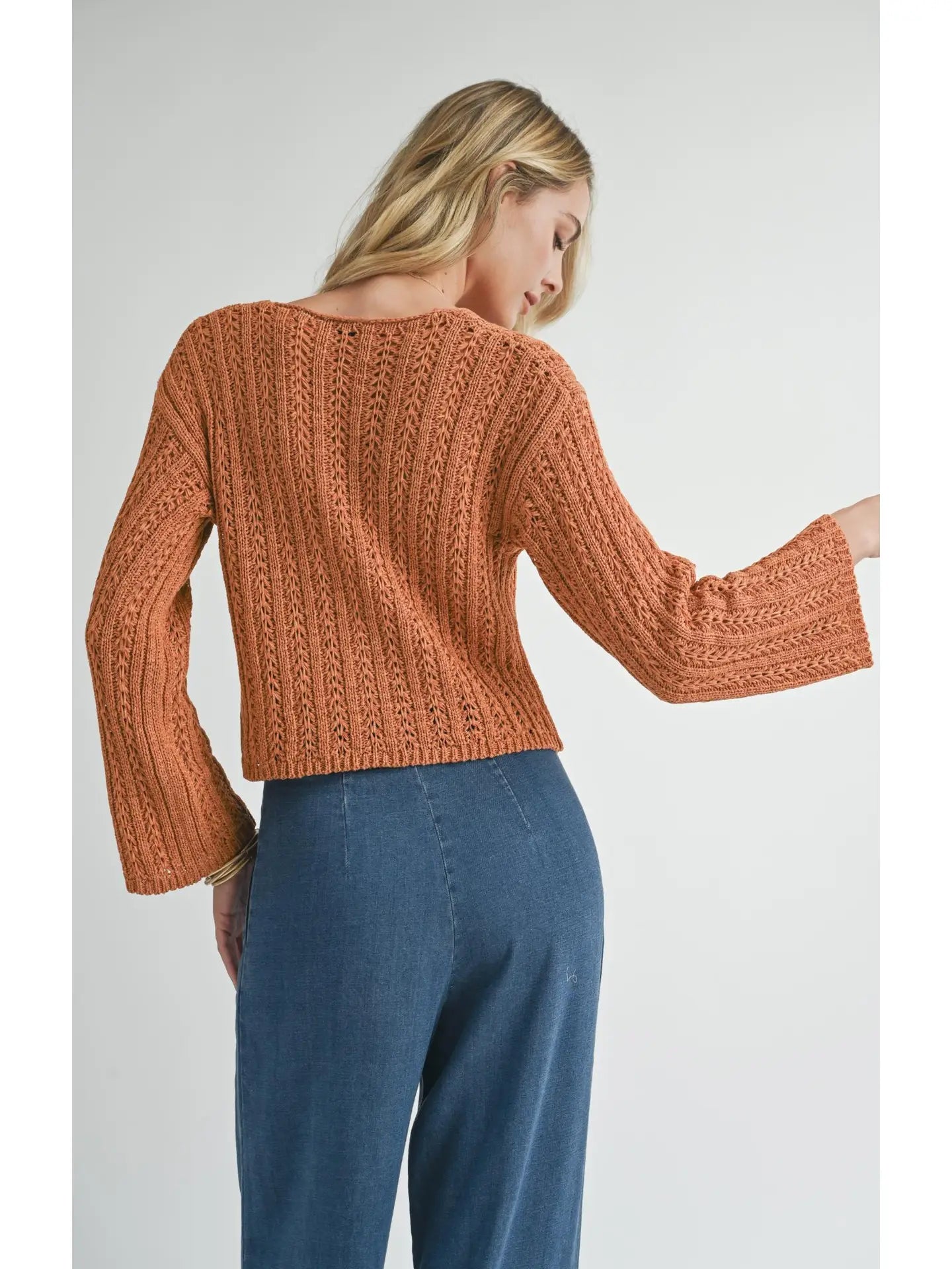 Pumpkin Pointelle Knit