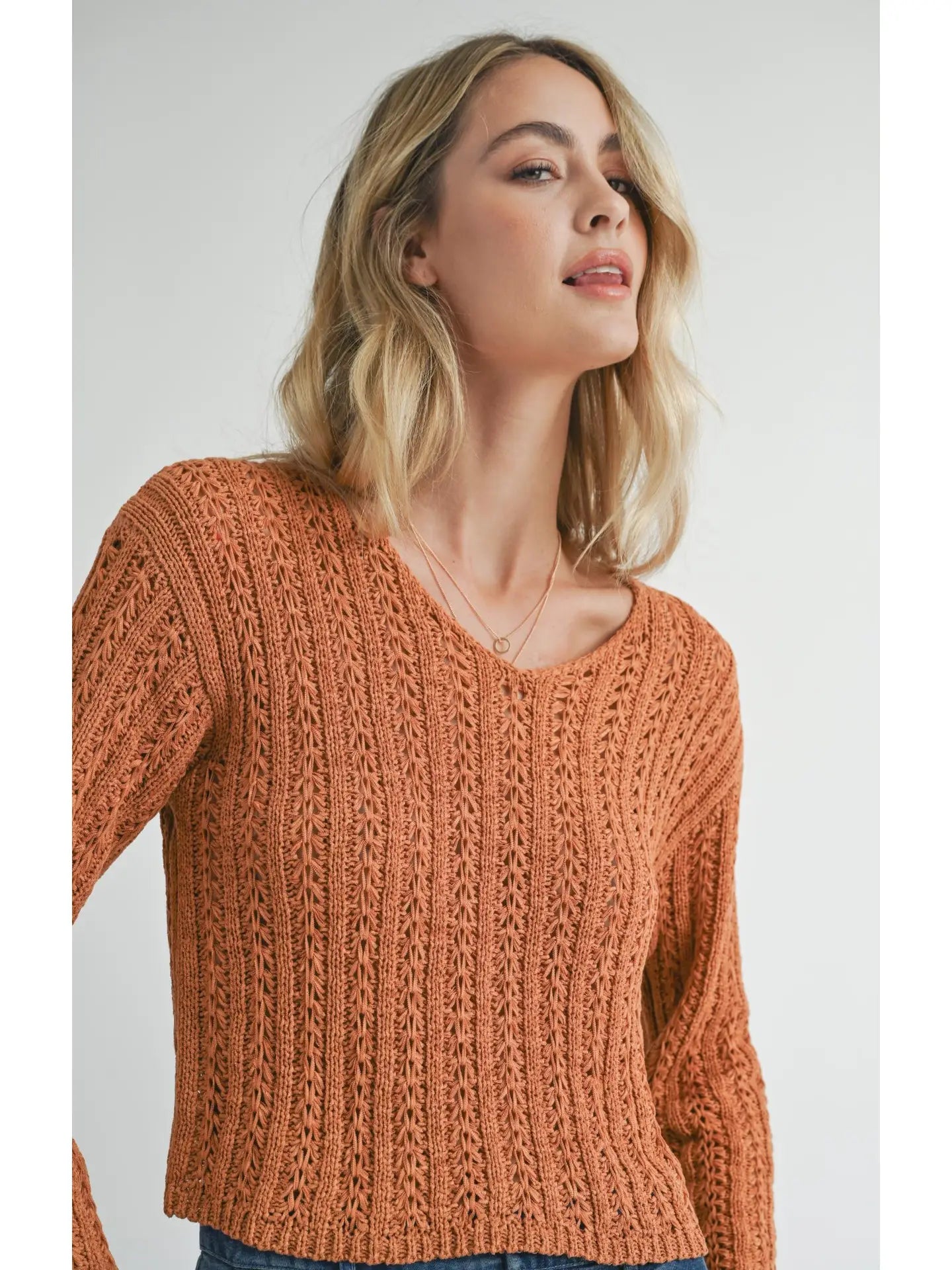 Pumpkin Pointelle Knit