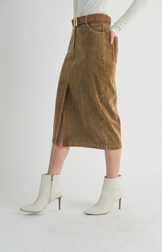 Kahlo Washed Cord Midi Skirt