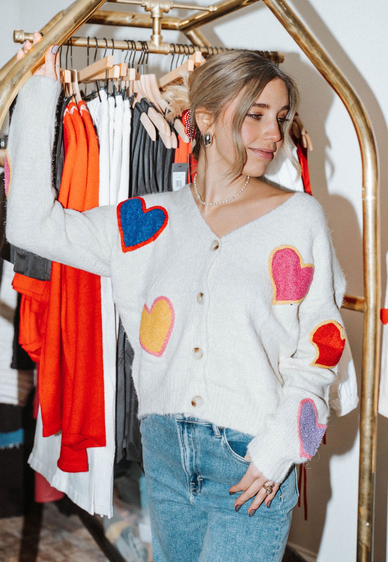 Embroidered Hearts Cardi