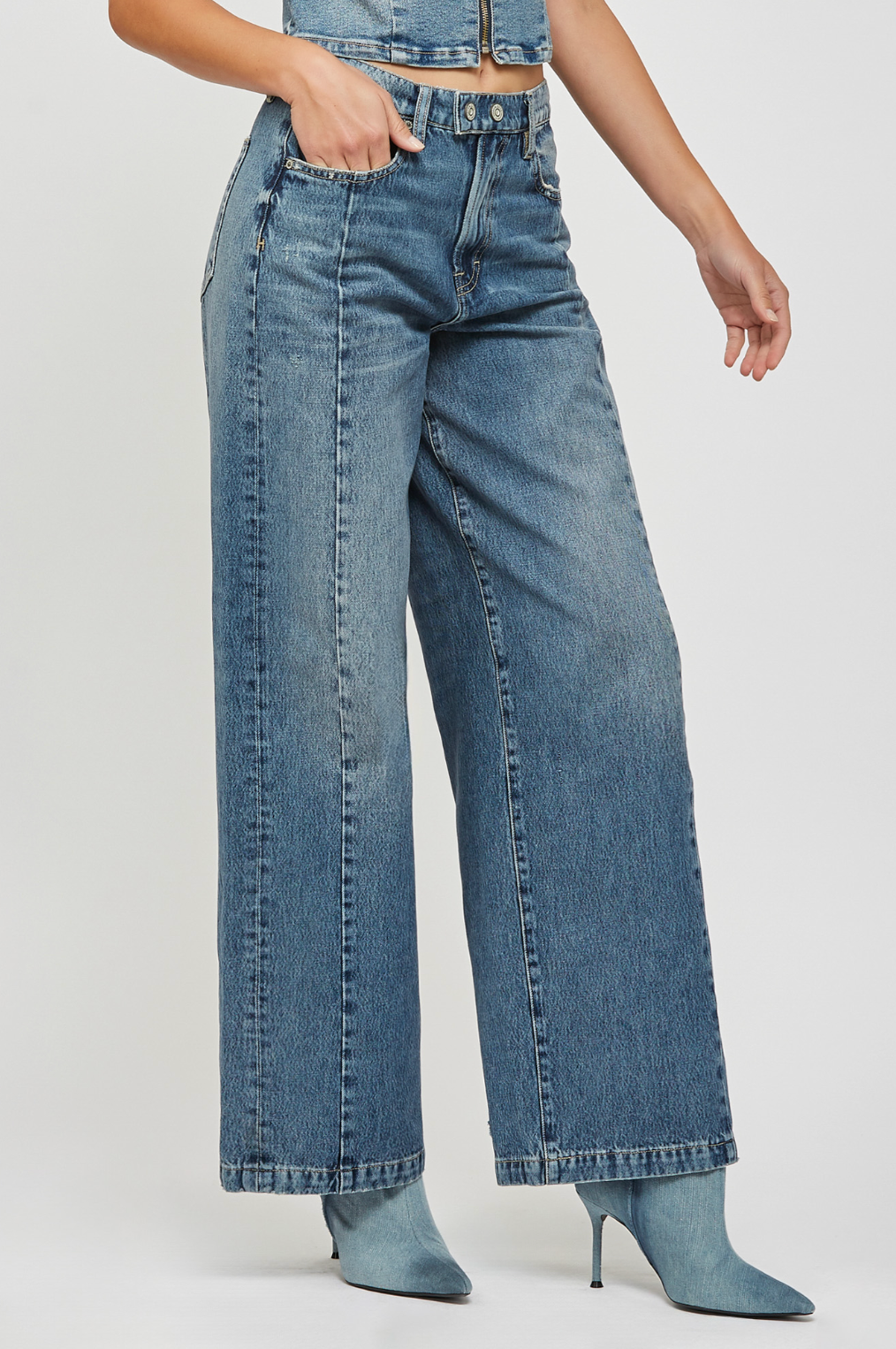 Moto Wide Leg Denim