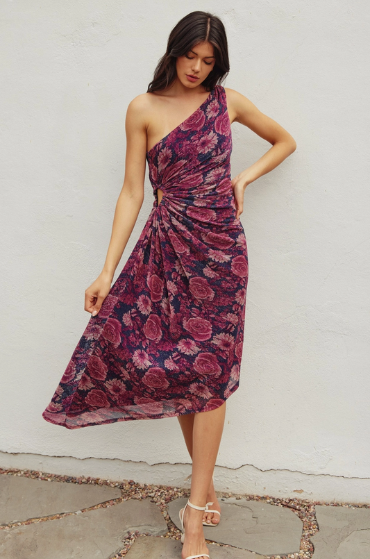 Violet Asymmetrical Midi Dress