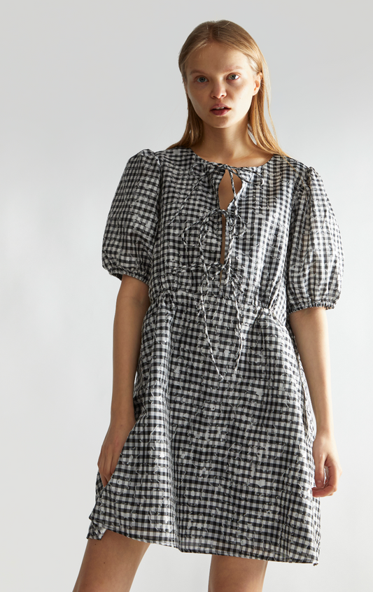 Gingham Floral Dress