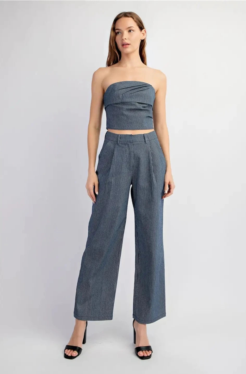 Stripe Wide Leg Denim