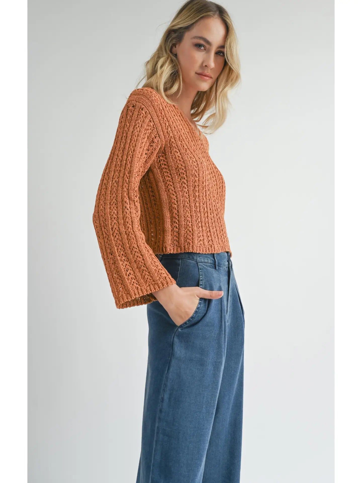 Pumpkin Pointelle Knit