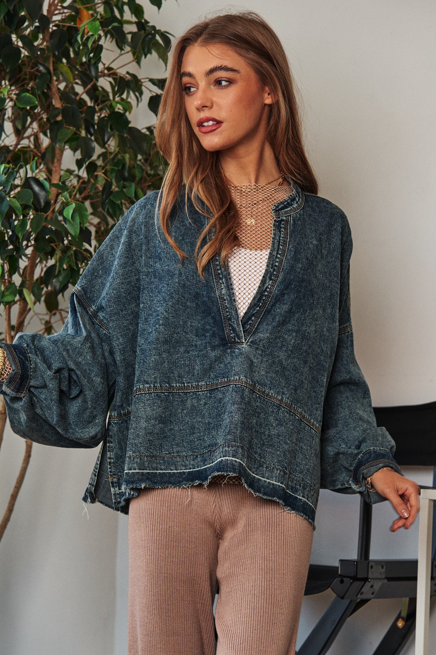 Belle Pullover Denim Top