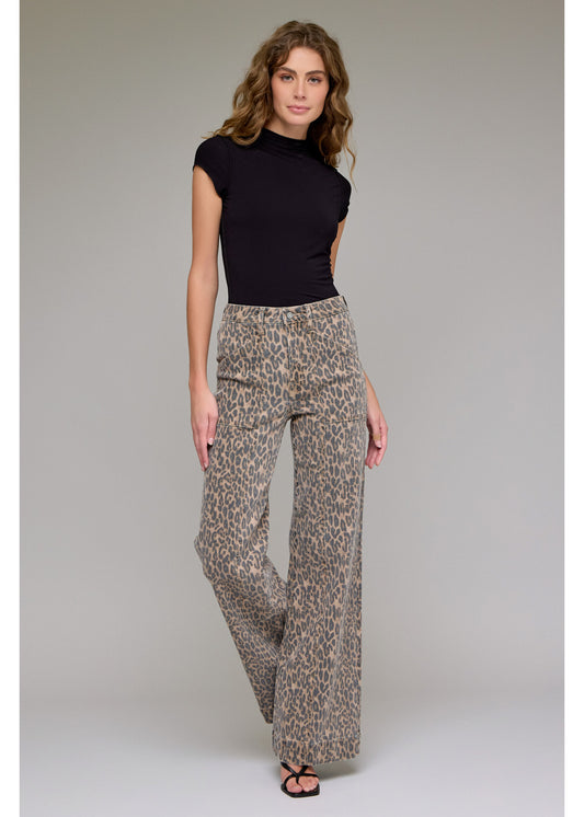 Cheetah Wide Comfort Flare Jeans